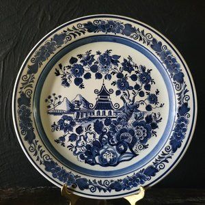 Vintage Royal Goedewaagen Blue Delft Hand Work Hand Painted Plate Pagoda Garden